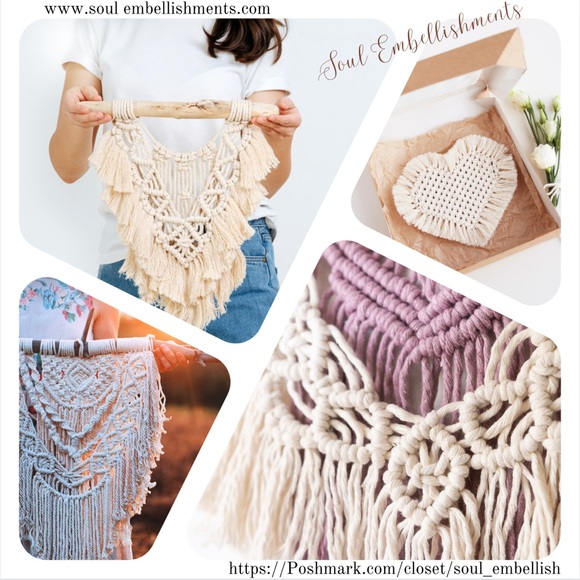 Macramรฉ Feather-Weight Macrame Dangle 100%Cotton Earrings Every Color Available - Picture 4 of 14